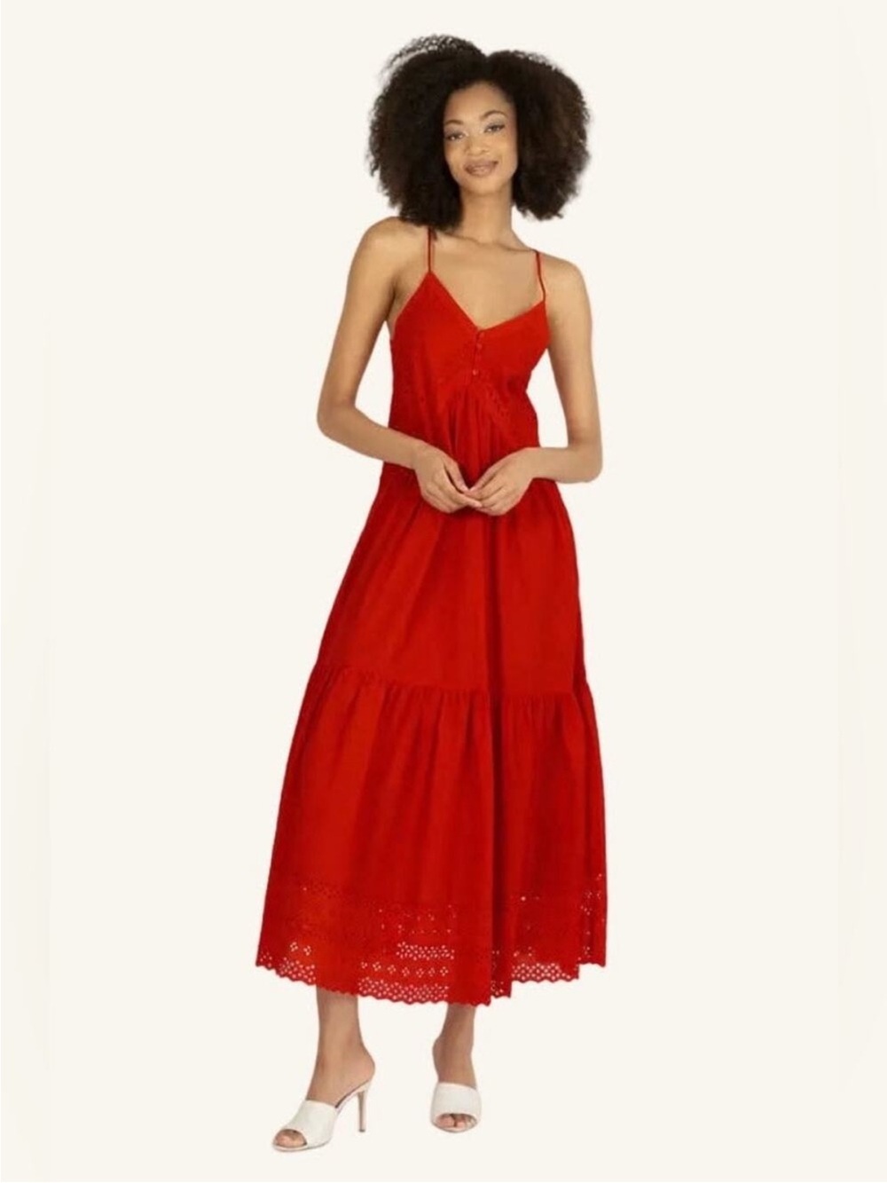Super Natural by Secret Mission Daniella Eyelet Maxi Dress Cherry Red NWT Medium